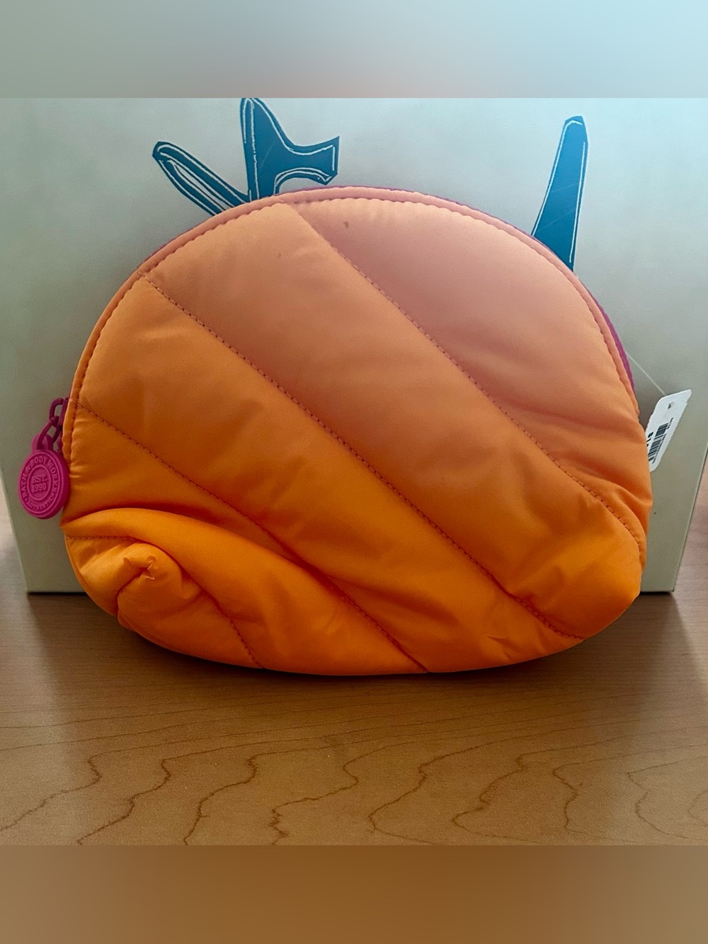Quilted Puffer Cosmetics Bag in Bright Orange